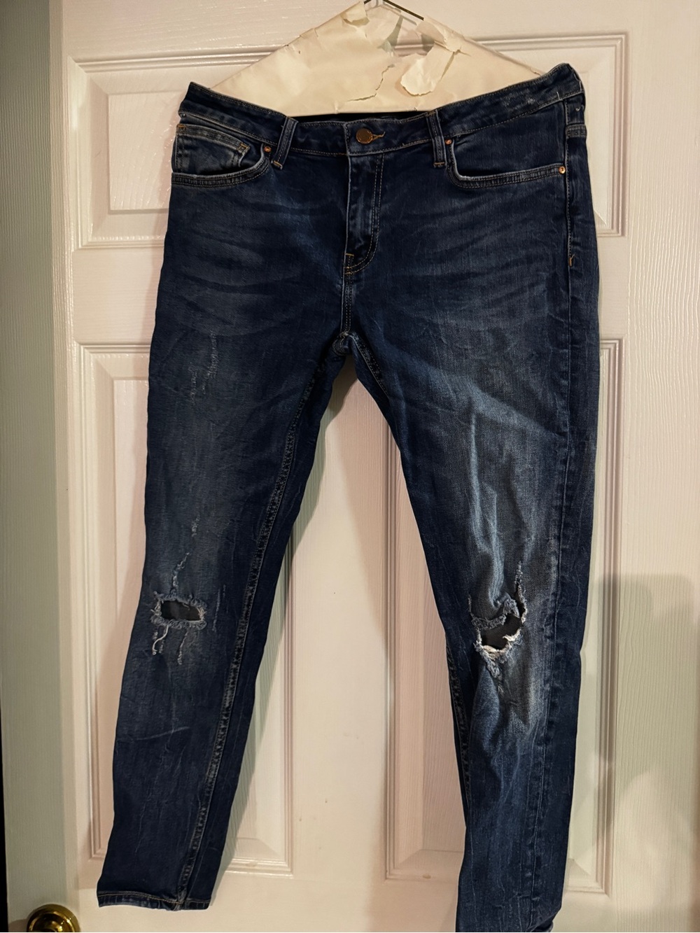 Zara Dark Blue Ripped Skinny Jeans